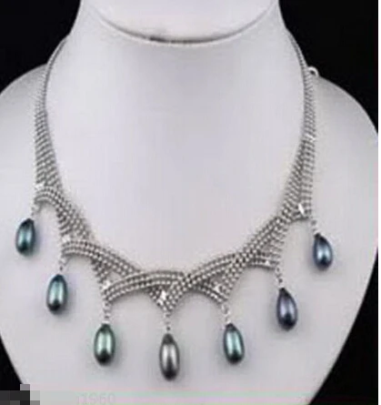 Бесплатная доставка&gt 7-8 мм реальное черное ожерелье с жемчужными подвесками