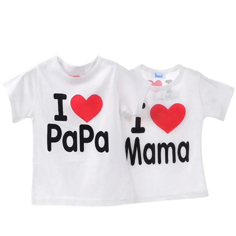 ZSIIBO одежда для малышей футболка девочек мальчиков с надписью i love mom dad Детская papa
