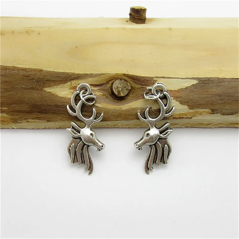 

60PCS (26*10mm )Antique Silver Elk Charms alloy pendant fit European Bracelets DIY Metal Jewelry Findings