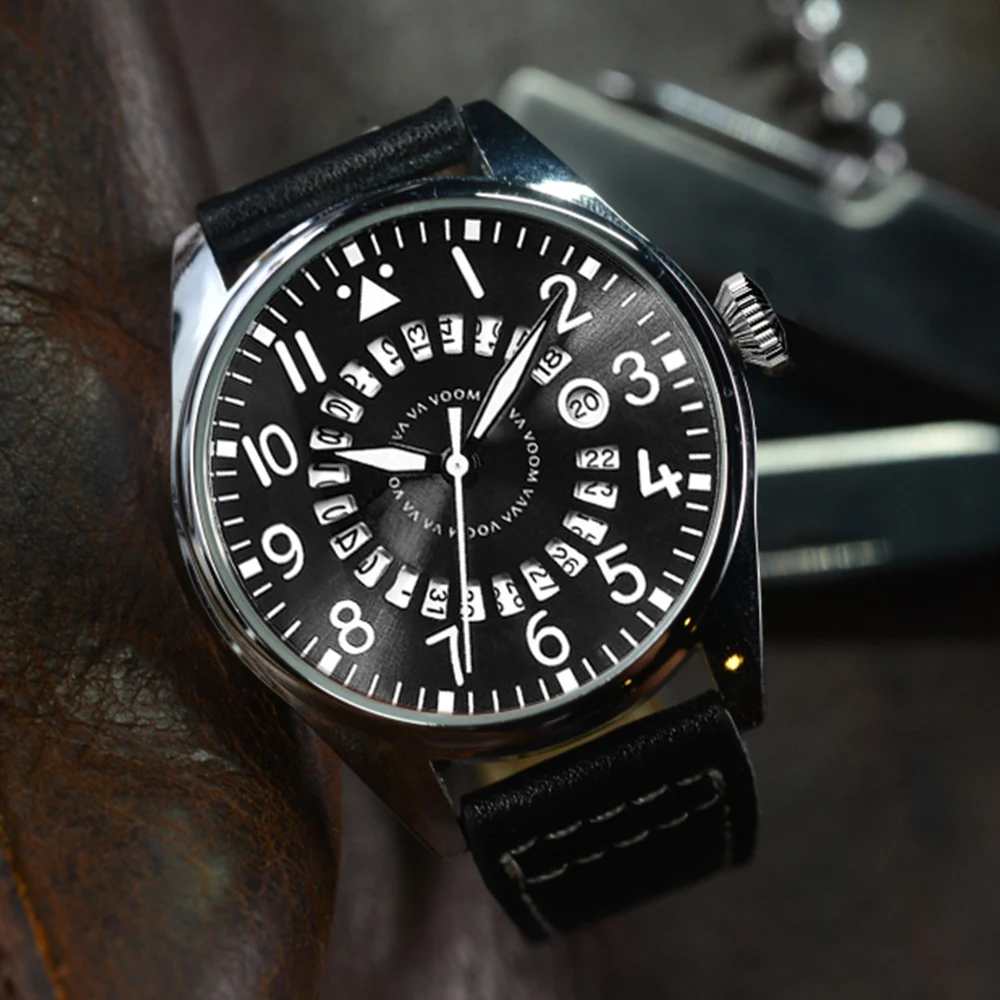 Модные трендовые мужские повседневные кварцевые часы VAVA VOOM с кожаным ремешком в