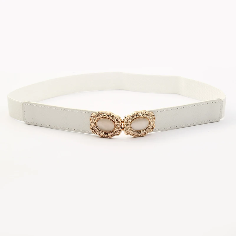 style2 white Тонкие ремни для женщин, эластичный пояс для платья, регулируемый пояс для женщин и девушек, пояс из искусственной кожи с пряжкой ceinture femme - Цвет: style2 white