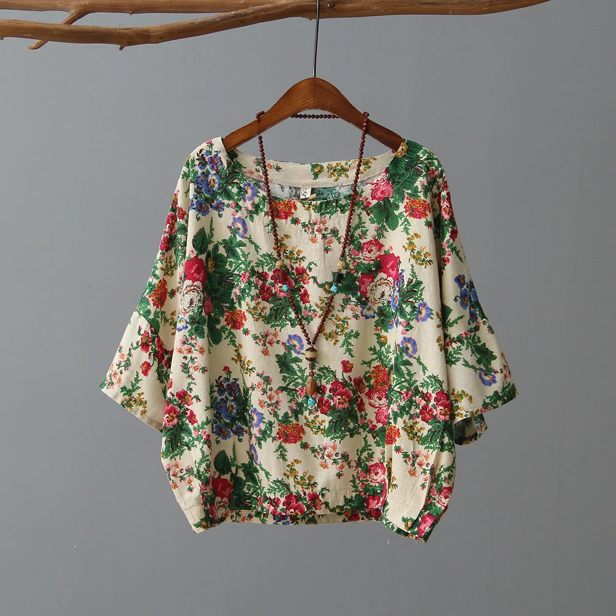 Этническая женская летняя стильная укороченная футболка Повседневная одежда из