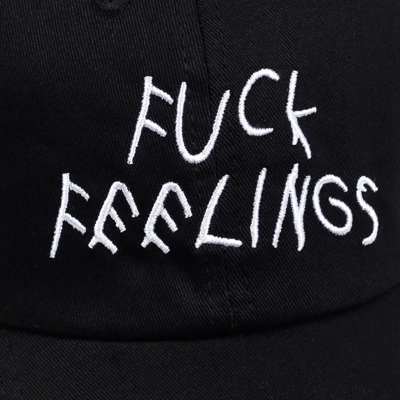 FUCK FEELINGS папа шляпа вышитые хлопок бейсбольная кепка на заказ черный ремешок сзади унисекс Регулируемый Snapback мужские шапки