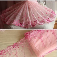 2yardslot 18cm wide french lace fabric embroidered tulle lace trim mesh lace ribbon pink bow lovely