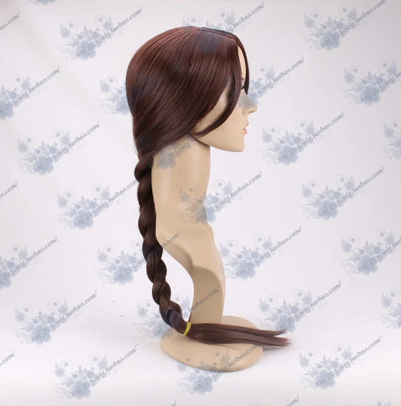 Аниме фильм Tomb Raider Лара парик с косами игры Charactor 70 см с коричневой тесьмой стиль очереди косплэй синтетические волосы+ парик кепки