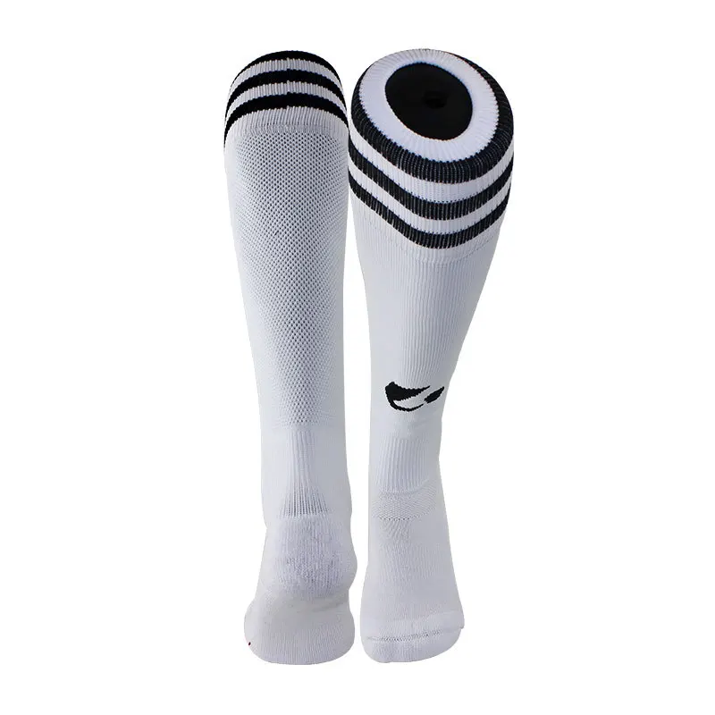 White Black Футбольные носки brotock, длинные хлопковые нейлоновые быстросохнущие носки, полосатые толстые новые нескользящие спортивные носки, носки для мужчин - Цвет: White Black