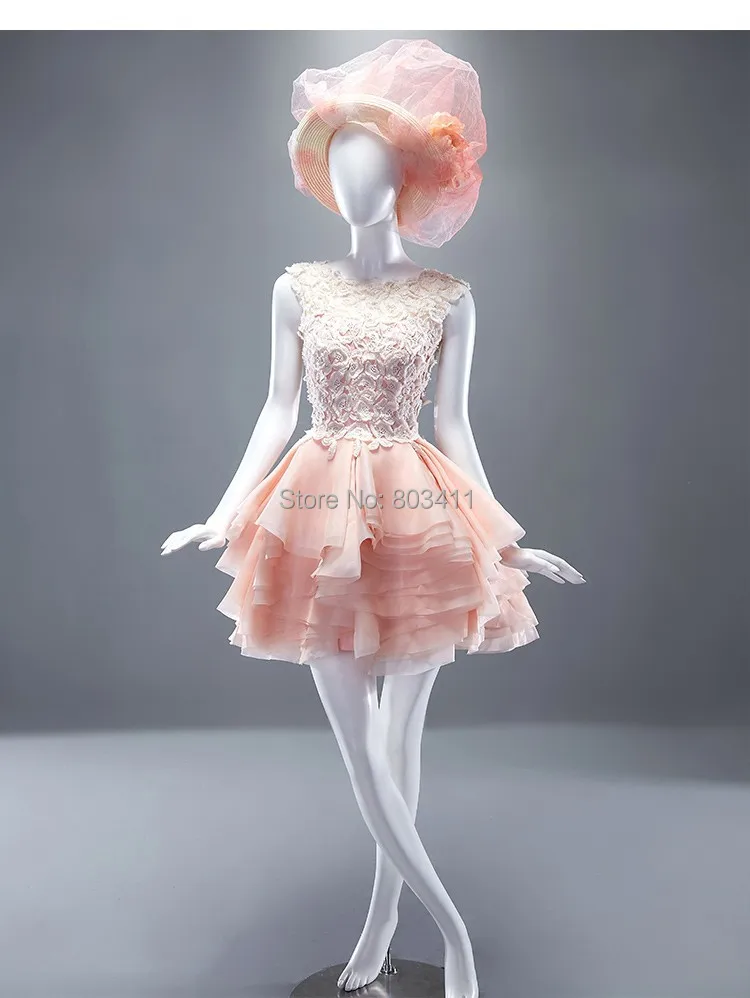 

handmade flower short reception Lace wedding dresses