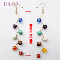 best selling wholesale hyperbole long precious 7 rainbow chakra statement yoga earrings