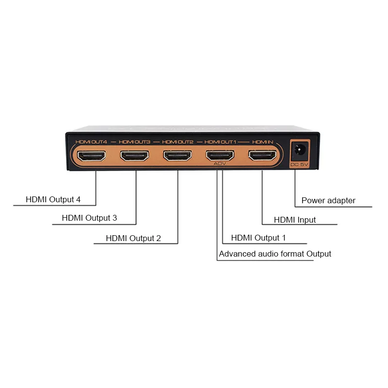 4K*2K 60Hz HDR HDMI Splitter 1*4 Full HD 1080p Video Switch Switcher Converter For Scaler Down HDTV DVD PS3 Xbox | Электроника