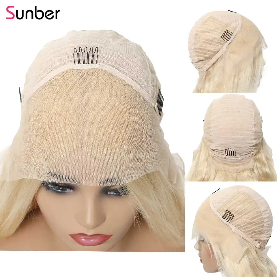 Sunber Hair, 613 блонд, объемная волна, парик на кружеве для женщин, remy hair 13x4/6, плотность 150%, бразильский предварительно выщипанный прозрачный парик на шнурке