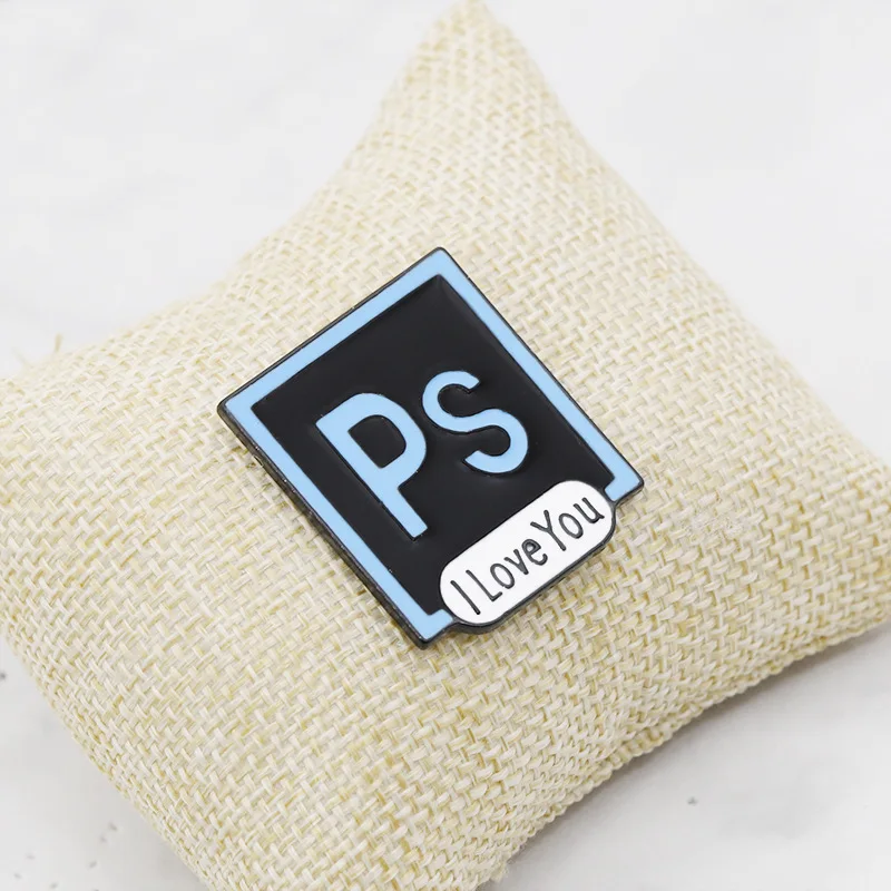 PS AI эмалированные булавки I Love You Photoshop Illustrator значки на заказ пастельные Броши джинсовая рубашка нагрудная булавка дизайнерское ювелирное изделие подарок