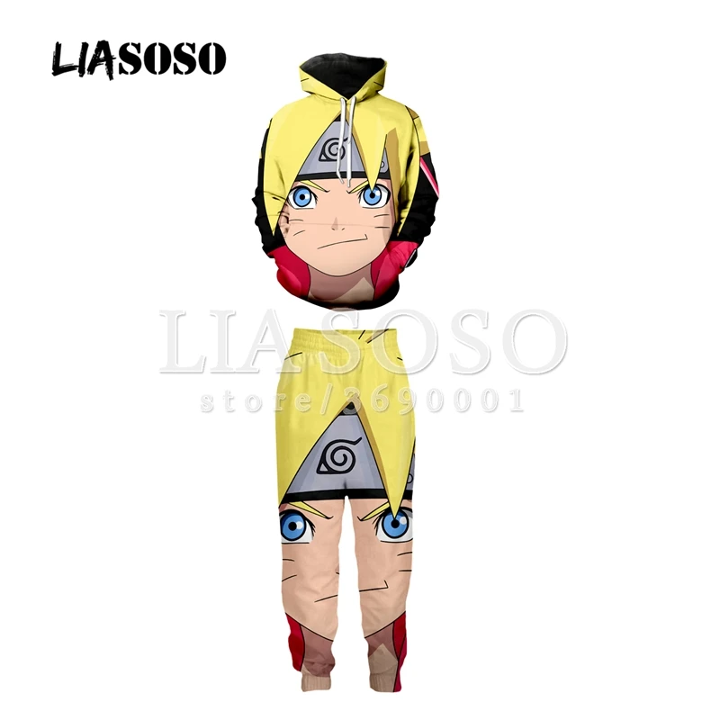 LIASOSO 3d принт унисекс Наруто Какаши Uzumaki Наруто толстовка с капюшоном толстовки брюки спортивные штаны Jogger брюки костюмы X1995