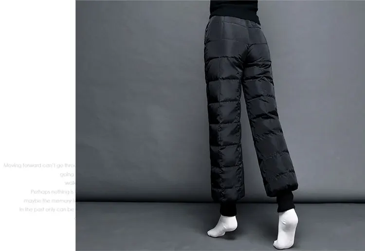 Теплые женские брюки, зима, новые зимние штаны для женщин, серые, черные, с высокой талией, на утином пуху, штаны для женщин, плотные, 1006-138