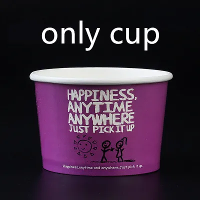purple cup 50 шт одноразовые креативные бумажные стаканчики для мороженого, фруктов, йогурта, десерта, молочного коктейля, упаковочные стаканчики с пластиковыми крышками, сделай сам, упаковка на вынос - Цвет: purple cup