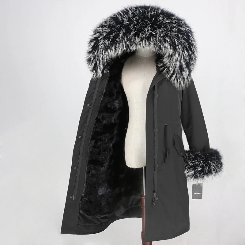 OFTBUY удлиненная парка, пальто из натурального меха, зимняя куртка для женщин, натуральный меховой воротник, Капор из норки, меховая подкладка, водонепроницаемая верхняя одежда, съемная