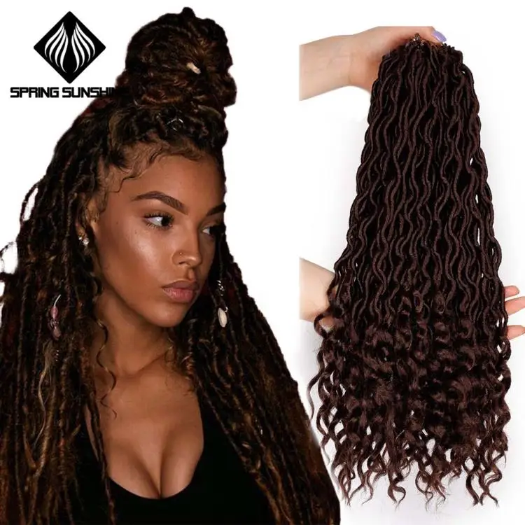 Весеннее солнечное богемное Омбре Faux locs вьющиеся плетеные пряди плетение волос оптом крючком синтетические накладные волосы