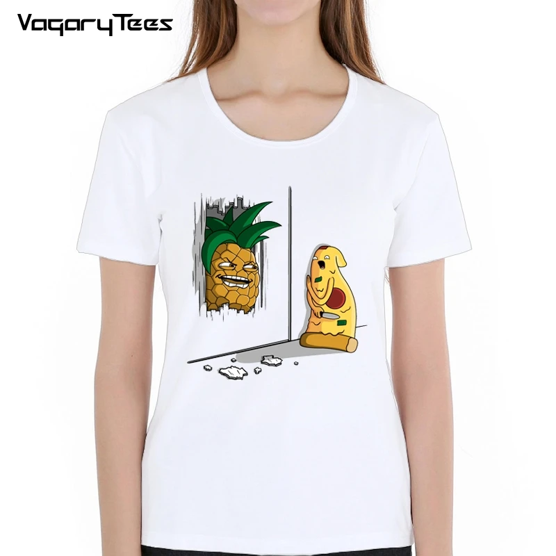 

Summer Women's Novelty Cool Tee Shirt Tops Newest Funny Pineapple vs pizza Design Print tshirt Fashion Cartoon yummy food TShirt