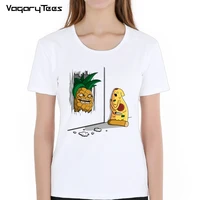 summer womens novelty cool tee shirt tops newest funny pineapple vs pizza design print tshirt fashion cartoon yummy food tshirt