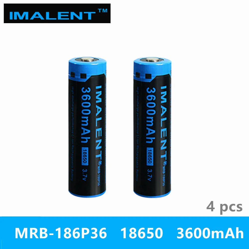 4 шт. IMALENT 18650 3600 мАч MRB 186P36 3 7 В литий ионная аккумуляторная батарея высокая