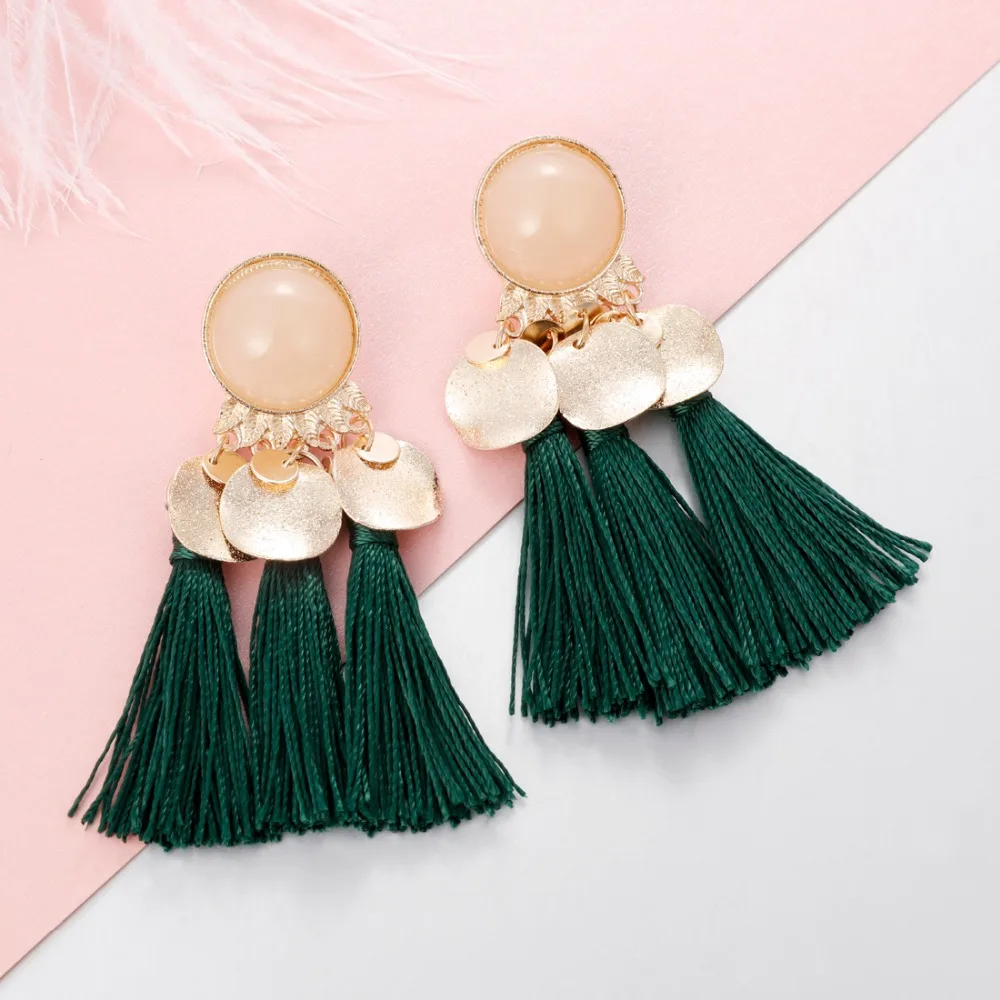 Boho Long Drop Dangle Fringe Earrings Vintage Women Tassel Gold Color Statement Female Accessories Jewelry | Украшения и
