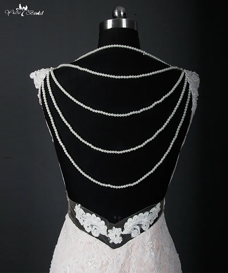 Пикантное свадебное платье RSW848 с высоким разрезом открытой спиной жемчужными