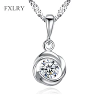 fxlry new design fashion women silver color micro paved zircon single eight hearts and eight arrows zircon pendant neckl