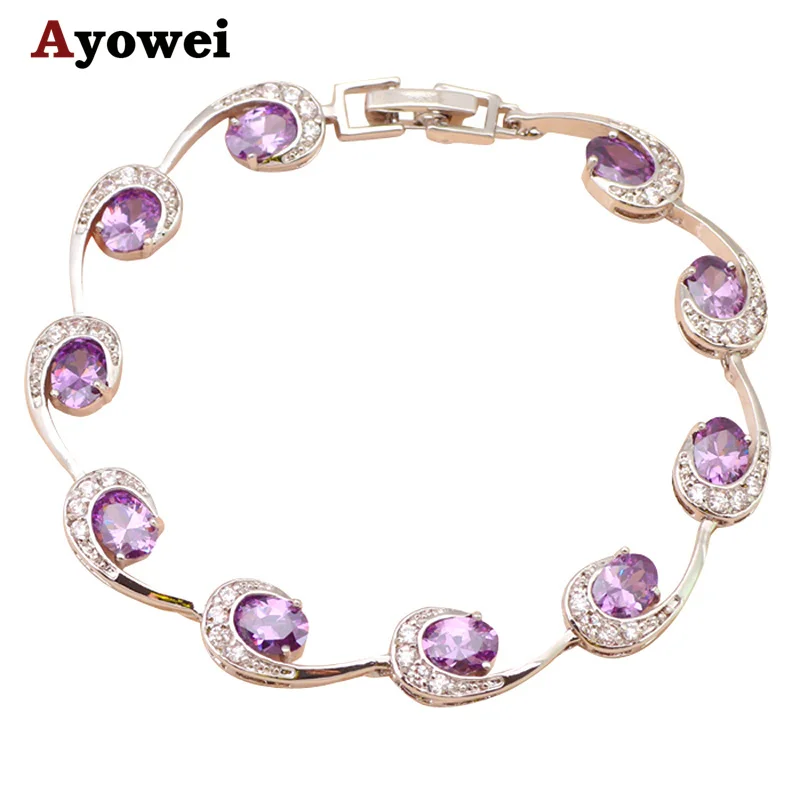 Fashional Purple Crystal crystal elegant bracelets for women white Silver high quality fashion jewelry TB554A | Украшения и