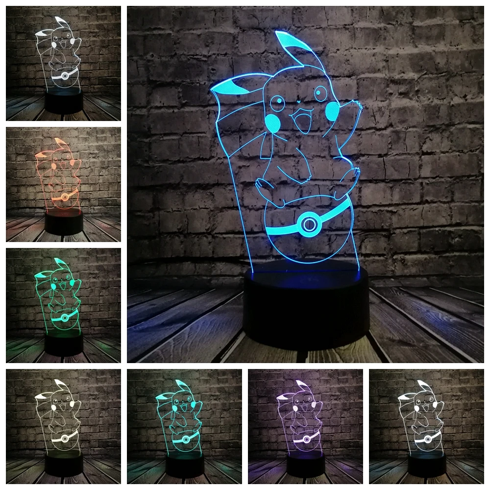 Покемон го игра фигурки 3D светодиодный USB лампа Kawaii Pikachu мяч Новинка игрушка