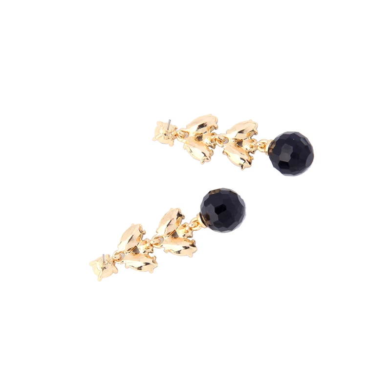 Кристалл акриловые бусины черные серьги для женщин новая мода цветочные