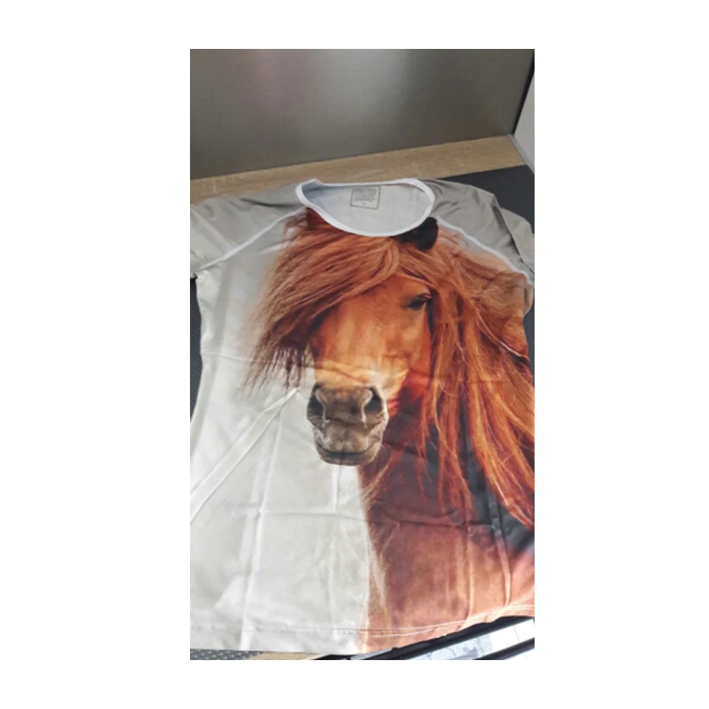 Женская Винтажная футболка с коротким рукавом и 3D принтом лошадей|basic t shirt|t shirttop
