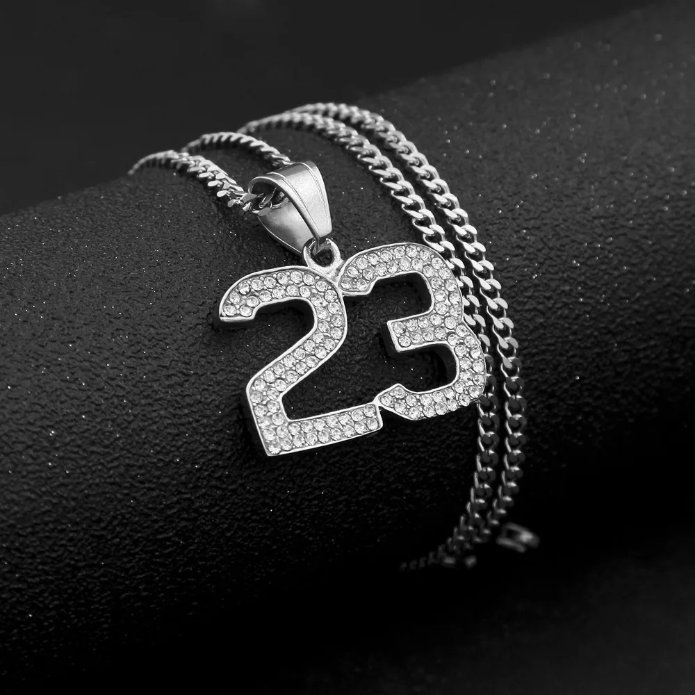 Мужская подвеска в стиле хип хоп с номером 23 нержавеющая сталь 24 дюйма длинная