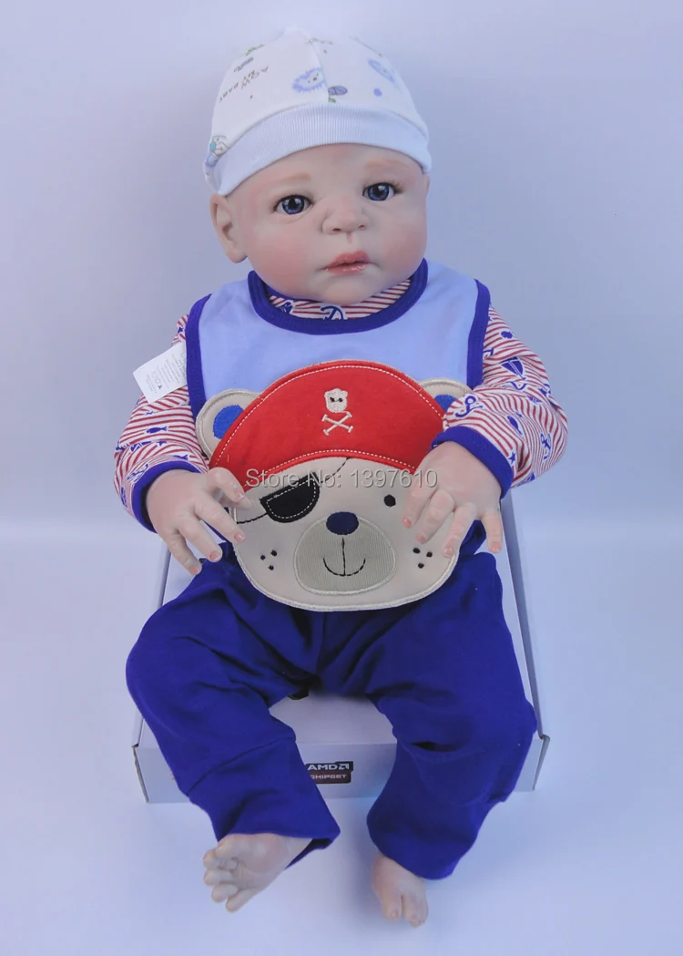 23 inches high quality soft silicone pure manual reborn dolls Realistic simulation baby doll collectible toys free shipping | Игрушки и