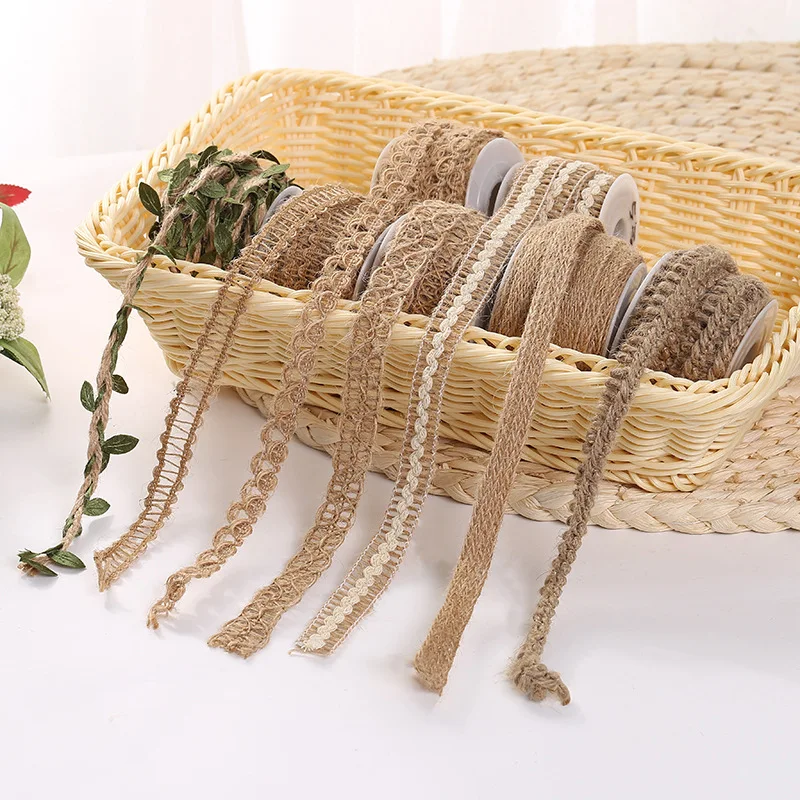 5Meters Nature Jute Burlap Ribbon Wedding DIY Decorations Rustic Flower Bottle Christmas Festival Party Handwork Crafts | Дом и сад