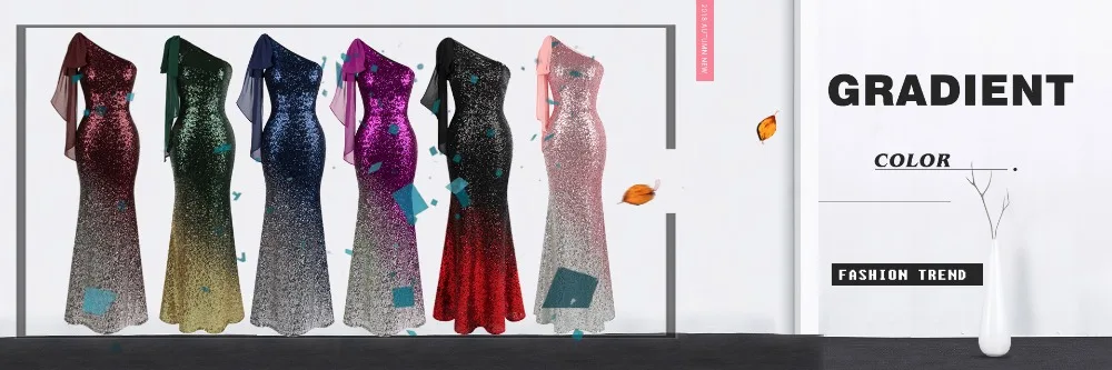 Angel-Fashion, женское плиссированное платье на одно плечо, комбинированное, градиентное, с блестками, контрастный цвет, черный, красный, с разрезом, вечерние платья 446 286