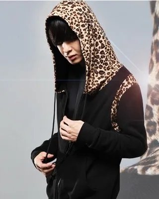 XS-5XL 2017 New men's clothing personality Male fashion casual Leopard Hoodie sweatshirt outerwear plus size singer costumes
