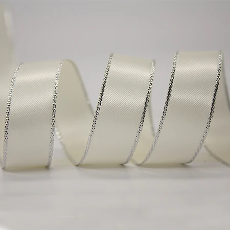 antique white 028 YAMA Серебряная Атласная Лента 0,25-1,5 дюймов 6 9 16 22 25 38 мм 100 ярдов/партия для самостоятельного изготовления аксессуаров для платья свадебные украшения подарки - Цвет: antique white 028