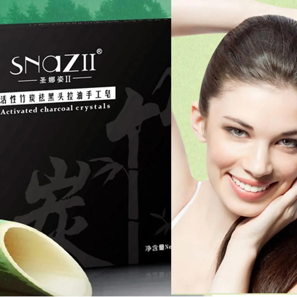 

Women Professional Black Bamboo Charcoal Whitening Handmade Soap Eliminating Blackhead Acne