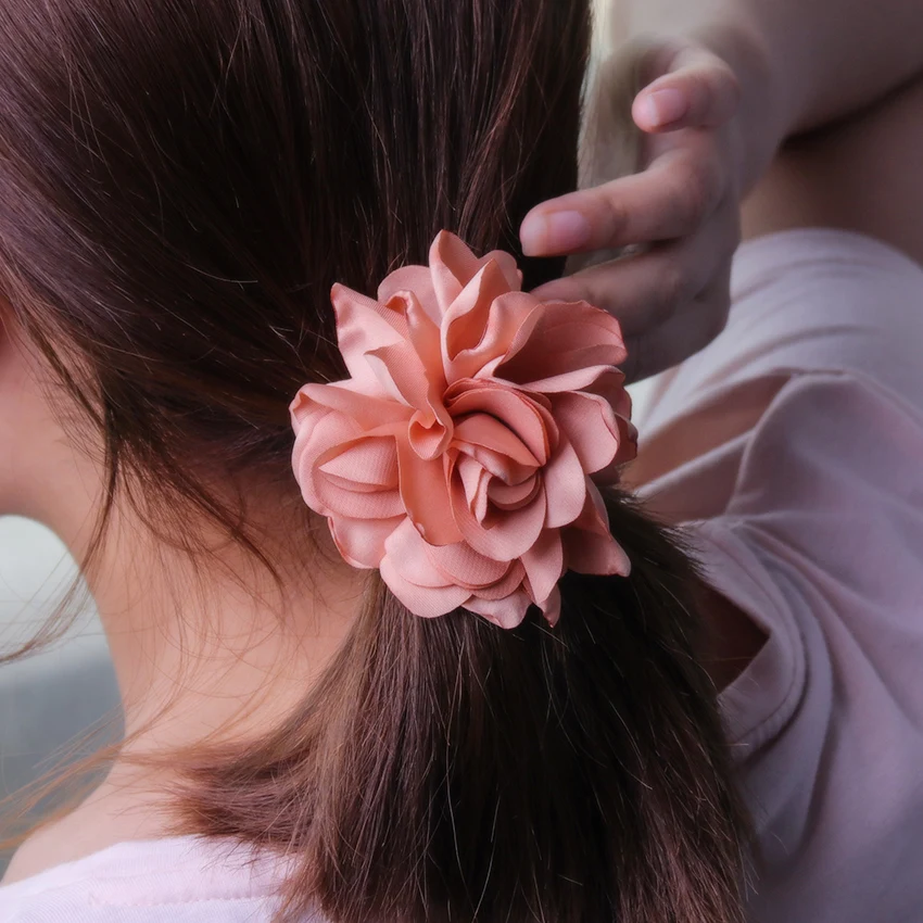 1PC Girls Hair Accessories Rose Flower Circle Ponytail Elastic Rubber Bands Rope Women Headwear |