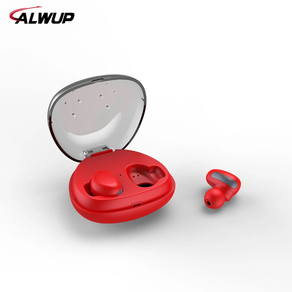 I8S-RD ALWUP TWS Беспроводные Мини Bluetooth наушники для Xiaomi huawei мобильный стерео наушники спортивные наушники с микрофоном портативная зарядная коробка - Цвет: I8S-RD