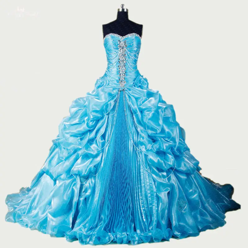 RSE280 высокое качество Yiaibridal Кристалл бисером органзы падение пузырь подобрать юбку Дебютант платье бирюзовое платье для кинсеаньеры