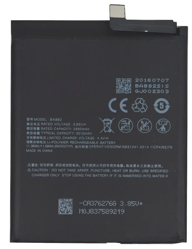 3010 мАч оригинальный новый аккумулятор BA882 для Meizu 16TM 16TH батарея сотового