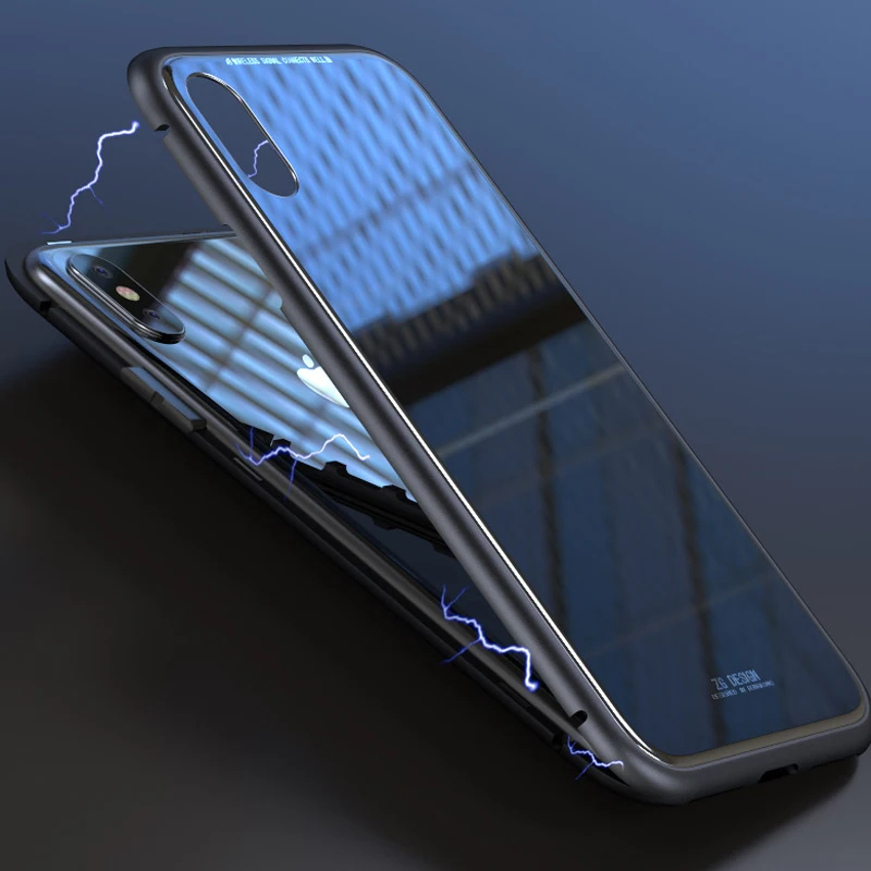 Для xiaomi mi 8 Магнето Магнитная адсорбции Алюминий чехол + 9 H закаленное стекло