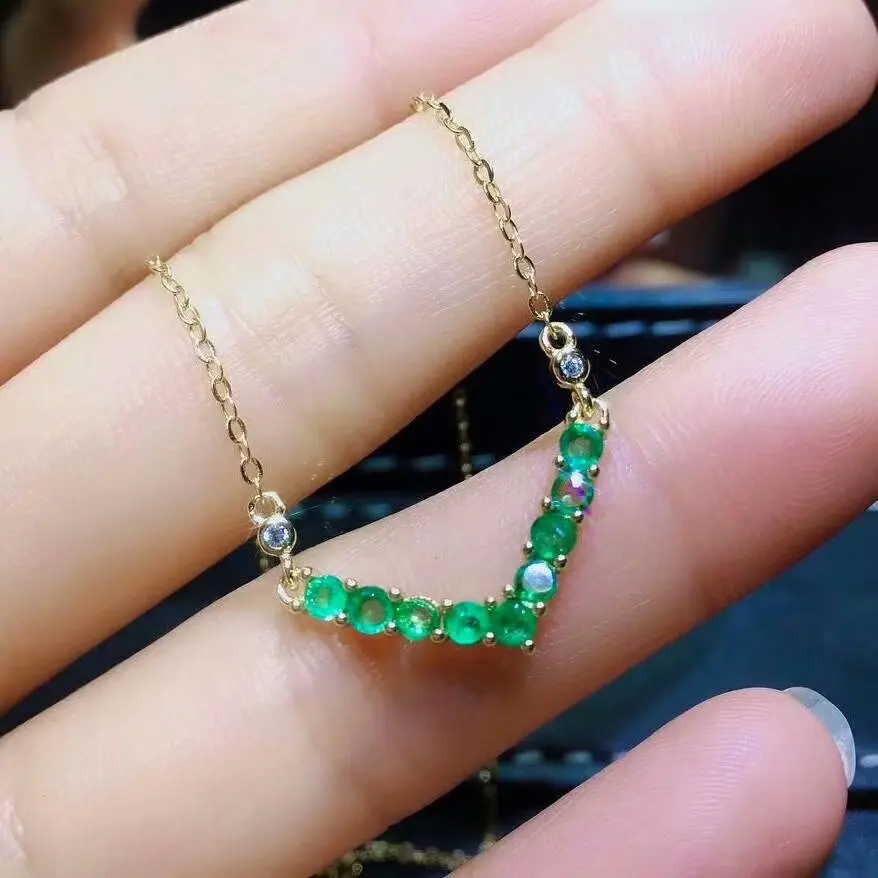 

SHILOVEM 925 sterling silver real Natural Emerald Pendants classic fine Jewelry women wedding wholesale new 4*6mm dlp040609agml
