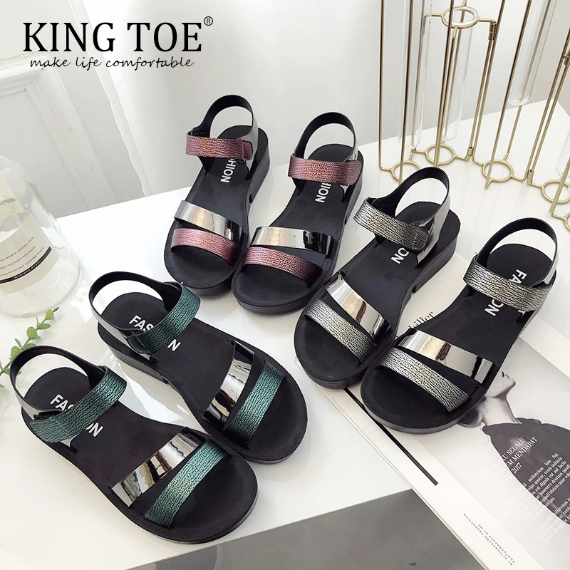 KINGTOE/Женская обувь Босоножки на платформе летние модные женские шлепанцы с