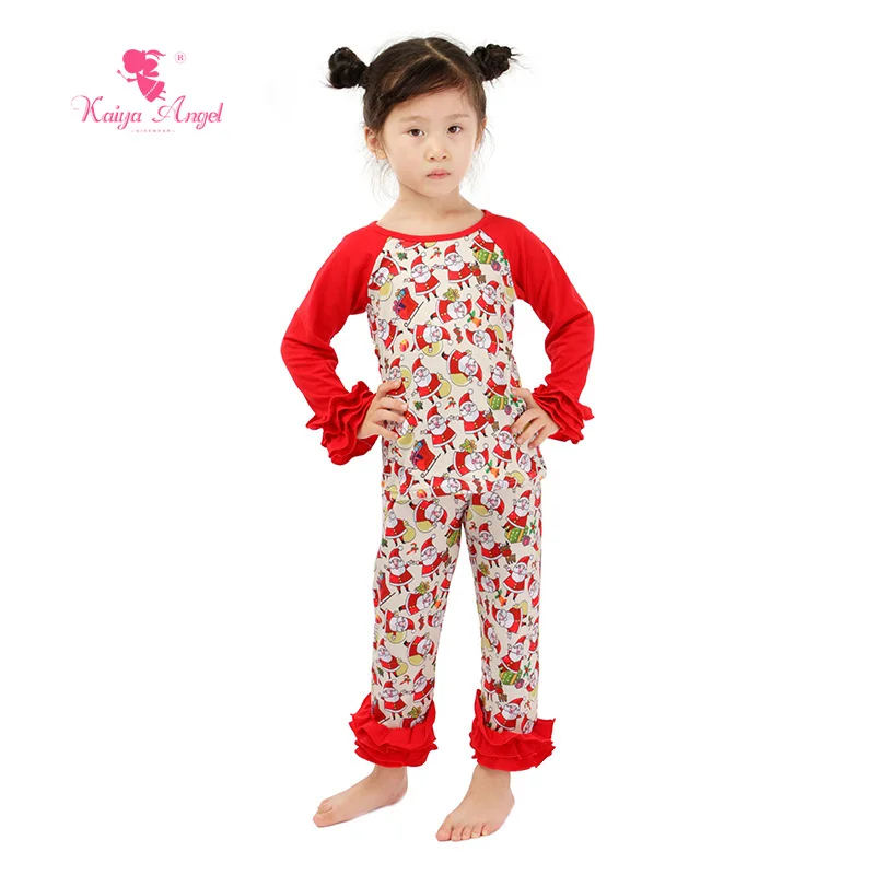 

2018 Kaiya Newest Toddler Kids Wholesal Fall Clothing Christmas Gift Santa Claus Outfit Birthday Baby Pajamas Set Girls Clothes