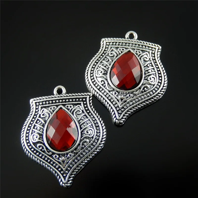 

GraceAngie Wholesale 10PCS Blue Acrylic Scrapbook Antique Tibetan Metal Charms Vintage Unique New Fashion Pendant Jewelry