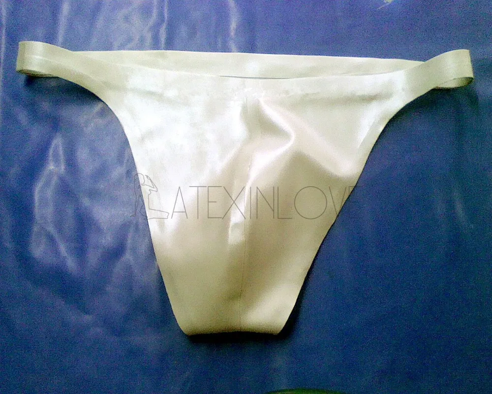 Sexy White Men's Latex Briefs Rubber Underwear T-back 0.4MM Thickness Custom Tailor | Тематическая одежда и униформа