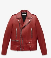 jaqueta couro real full zipper sale top rivet pu jacket custom clothing europe simple retro punk slim locomotive women jackets