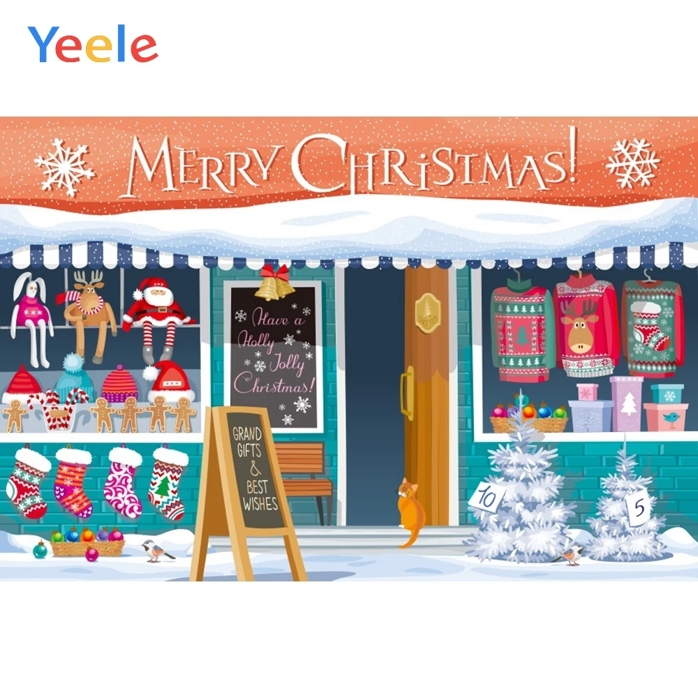Фоны для фотосъемки Yeele с изображением рождественского магазина носков дерева