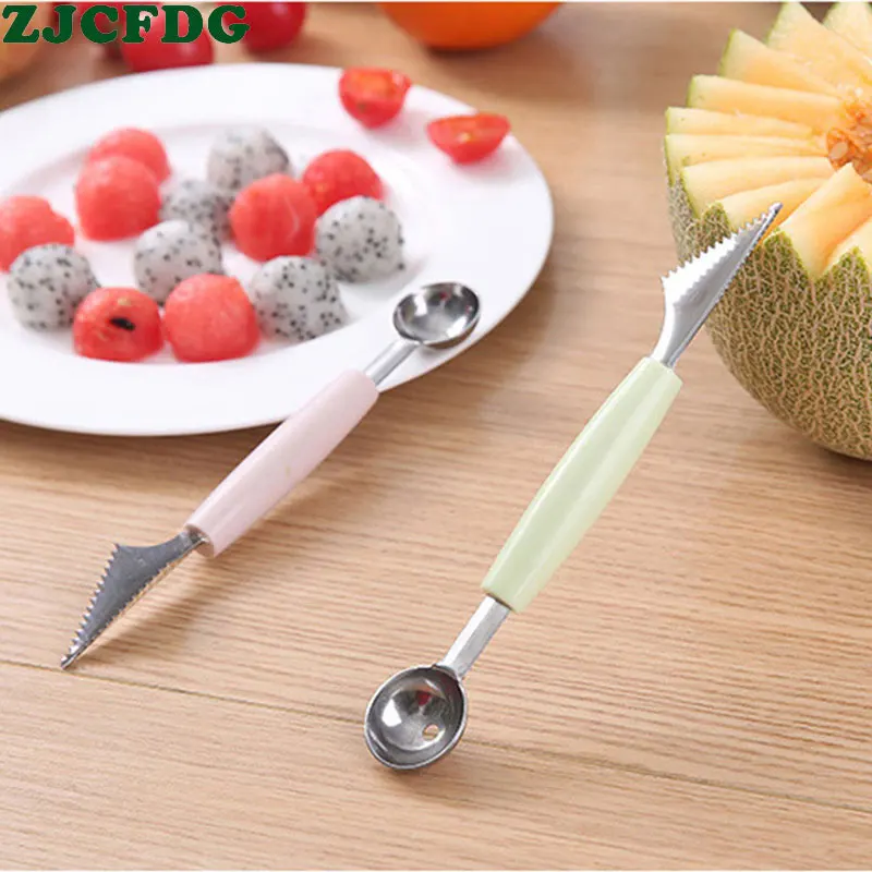 2 в 1 с двойной головкой из нержавеющей стали для копания фруктов шар свечной нож